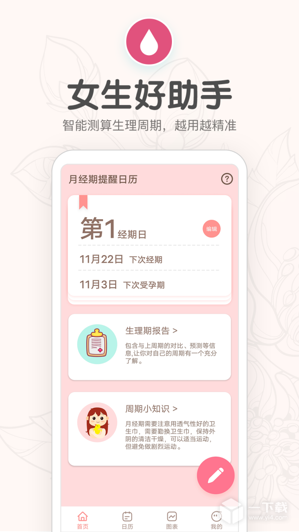 月經(jīng)期提醒日歷截圖1