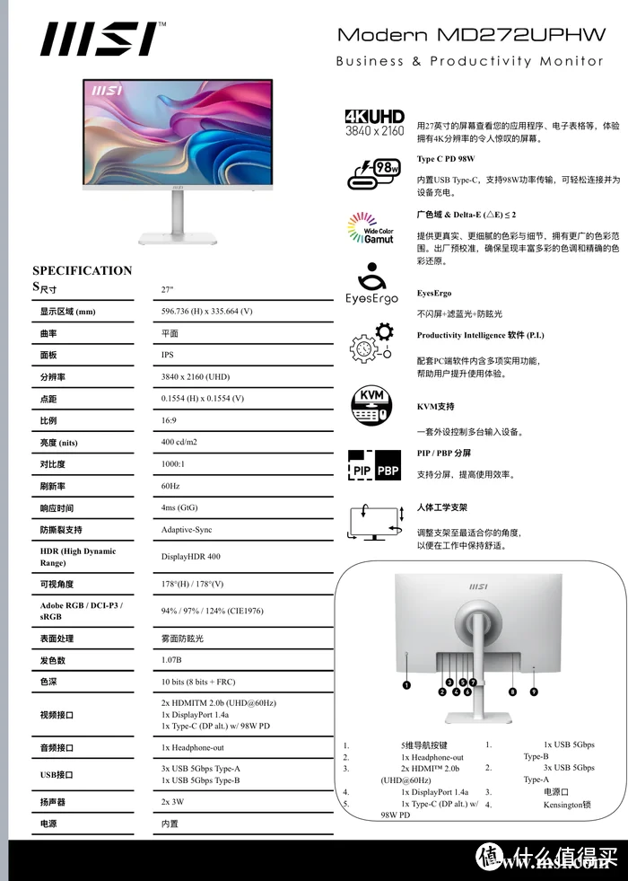 提升工作与娱乐的视觉体验——微星 Modern MD272UPHW 开箱简测