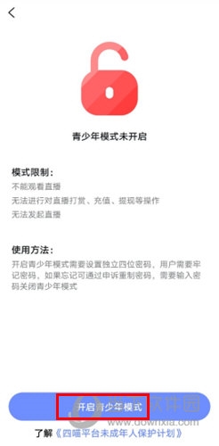 四喵怎么开启青少年模式
