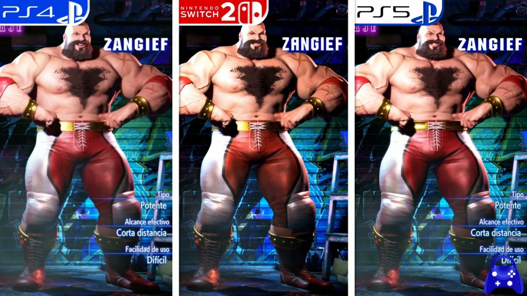 《街头霸王6》PS4、Switch2、PS5画面对比视频