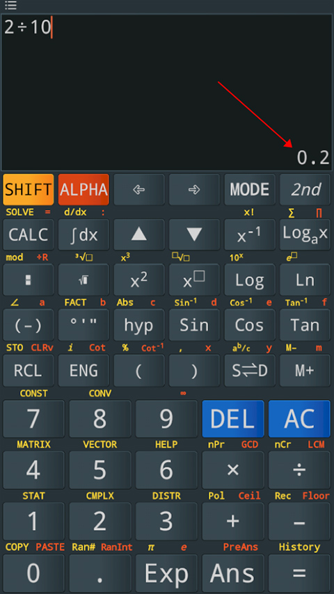 卡西欧计算器分数变小数方式2