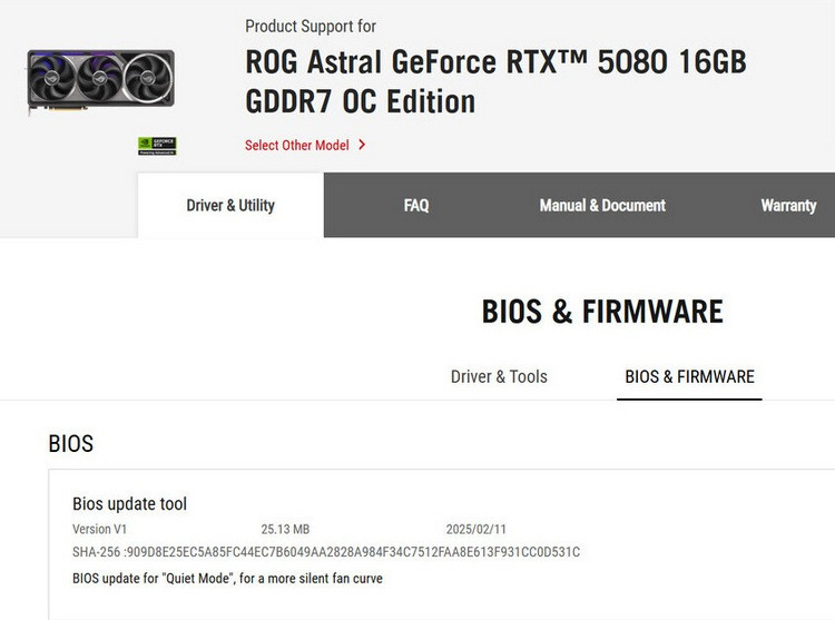 华硕为“夜神” RTX 5090/5080 推送新 BIOS，风扇更安静