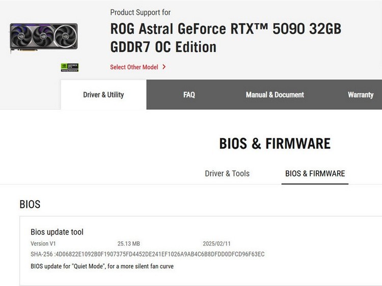 华硕为“夜神” RTX 5090/5080 推送新 BIOS，风扇更安静