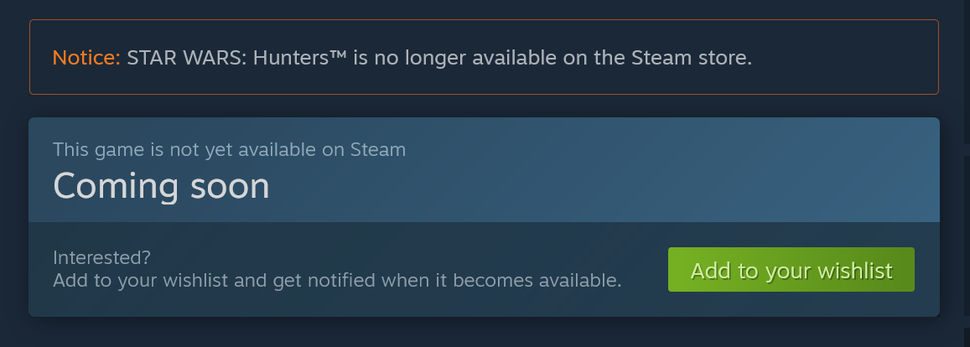 未登Steam“身先死”《星球大战：猎人》10月停服