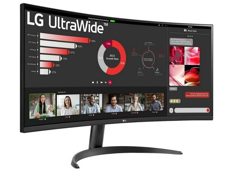 LG 发布 34WR50QK-B“带鱼屏”显示器，34英寸超宽曲面面板、100Hz 刷新率2399元