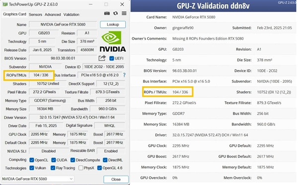 风险后续｜官方确认RTX 5090和5070 Ti 存在ROP单元缺失，仅0.5%受影响