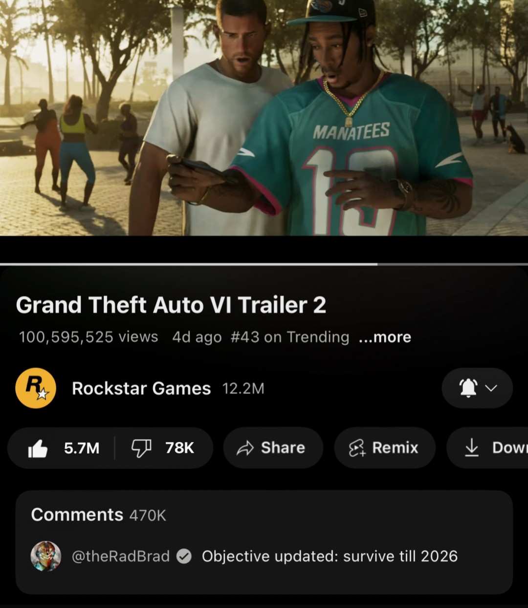 画风相似！《GTA6》和《荒野大镖客2》画面对比、《GTA6》预告片2浏览量破亿